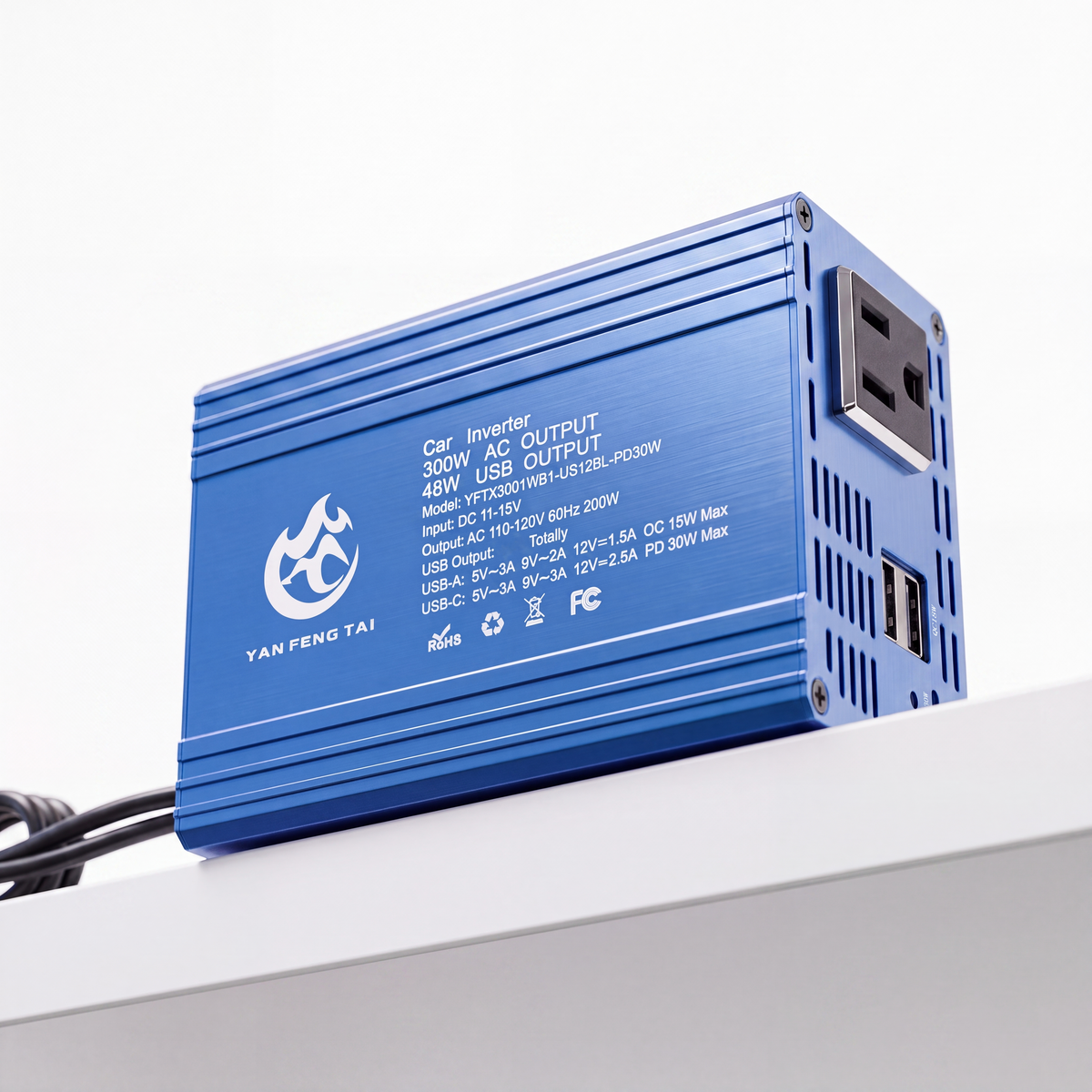 ⚡ 300W Car Power Inverter with Aluminum Housing for Camping, RV & Semi-Truck🚗
