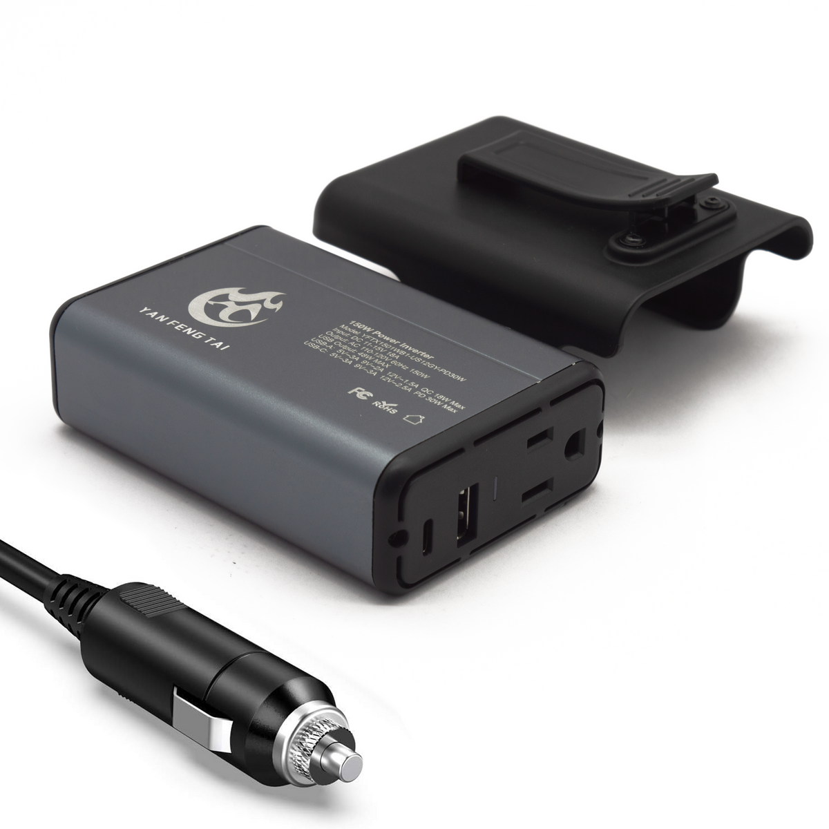 150W Car Power Inverter | 4.2A Dual USB Fast Charging DC 12V to 110V AC Converter | Silent Cooling Fan, Portable Travel Car Charger Adapter for Laptops, Phones, Cameras - Durable Cigarette Lighter Plug with Voltage Protection