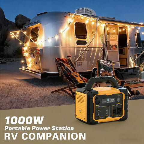 1000W Portable Power Station | 1024Wh Solar Generator | Camping, RV, Emergency Backup Battery | Outdoor Power Bank with AC Outlets & USB Ports（Solar Panel Optional）