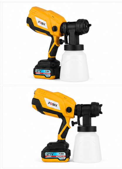 FOBIX 21V Cordless Paint Sprayer HVLP Electric Spray Gun with Lithium Battery，Adjustable Flow Control for Walls, Fences, Furniture & More