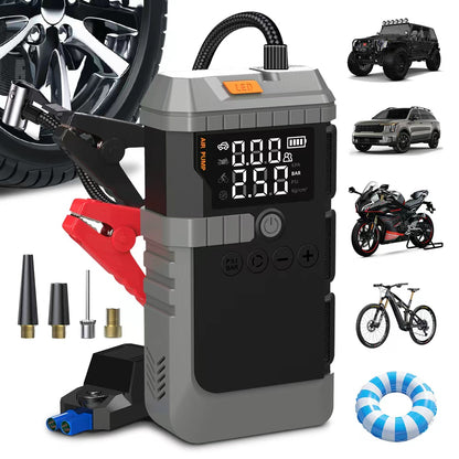 CARZIP CYD21 10000mAh Jump Starter & 150PSI Air Compressor, 3750A