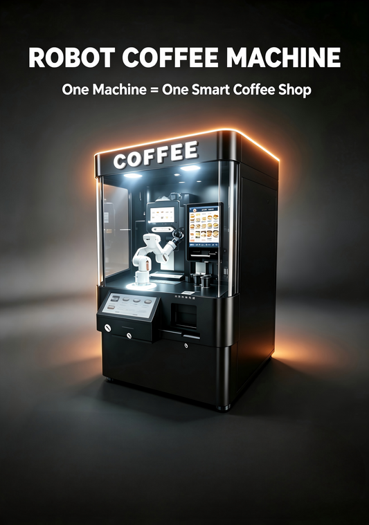 6-Axis Robot Coffee Vending Machine — 24/7 Unmanned Coffee Shop in 2㎡