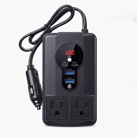 ⚡Portable Car Inverter 12V/24V to 220V with Digital Display 🚗