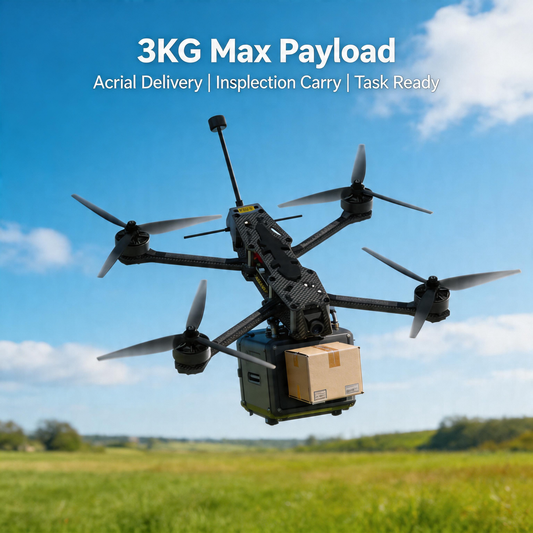 X7 7 Inch FPV Drone with 3KG Payload, Carbon Fiber Frame, 140KM/H High Speed, 30Mins Long Flight, 5.8G Analog Video Transmission, ELRS Receiver, Racing & Aerial Photography Drone for Adults