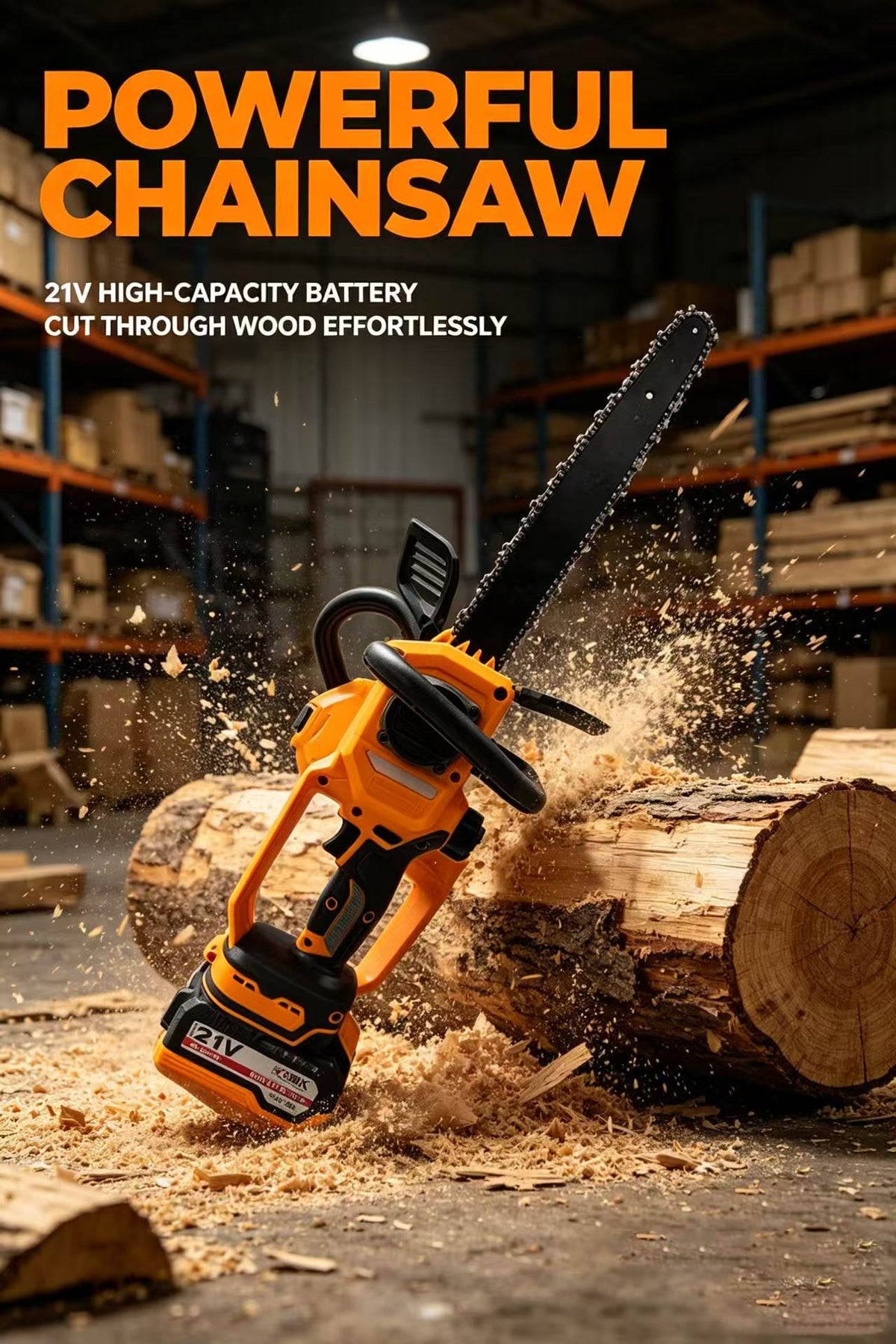 21V Brushless Cordless Electric Chainsaw, Battery Powered Saw for Tree Trimming & Firewood Cutting