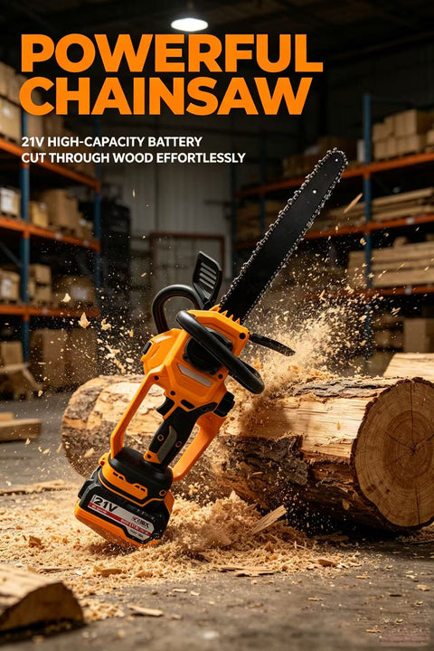 21V Brushless Cordless Electric Chainsaw, Battery Powered Saw for Tree Trimming & Firewood Cutting
