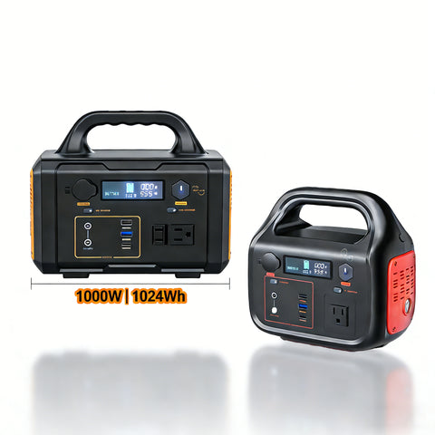 1000W Portable Power Station | 1024Wh Solar Generator | Camping, RV, Emergency Backup Battery | Outdoor Power Bank with AC Outlets & USB Ports（Solar Panel Optional）