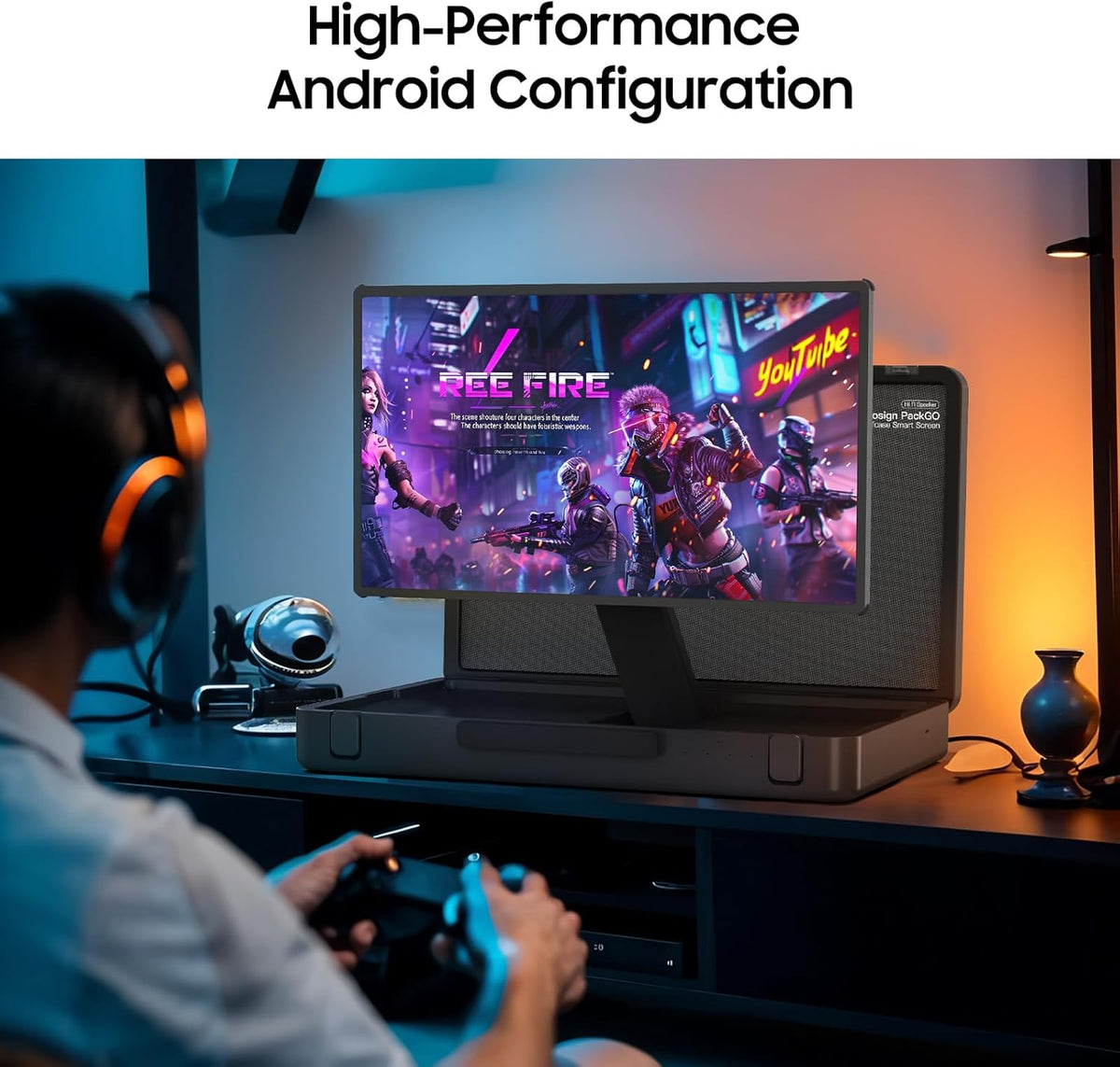 27-Inch Portable Entertainment System, Compact Suitcase Design Smart TV, Android OS, Bluetooth 3D Speakers, Built-in Battery 6H, Briefcase Screen Perfect for Travel & Parties (Gray)