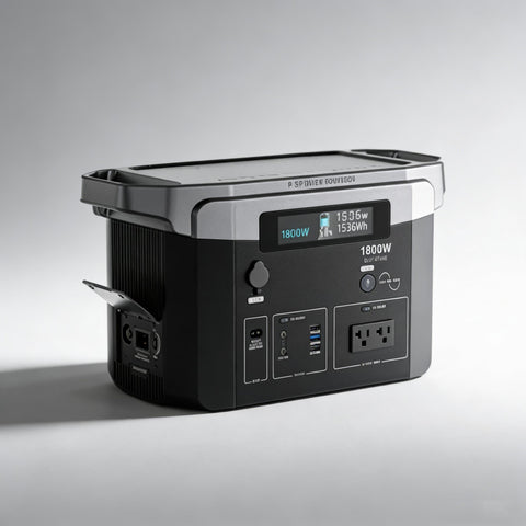 1800W Portable Power Station 1536Wh Solar Generator with 100-120V AC Outlet, Backup Battery for Camping, Home Emergency, Outdoor Party, RV Travel, Charging Laptop Phone