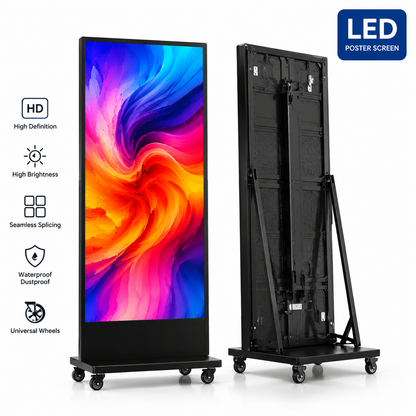 Foldable LED Poster Screen 43kg Portable Digital Advertising Display with APP Control, GOB Protection and Seamless Splicing