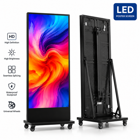 Foldable LED Poster Screen 43kg Portable Digital Advertising Display with APP Control, GOB Protection and Seamless Splicing