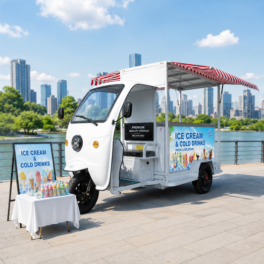 Battery Powered Refrigerated Tricycle | 852L Freezer Mobile Ice Cream Vending Cart, Street Food Cold Chain Concession Truck
