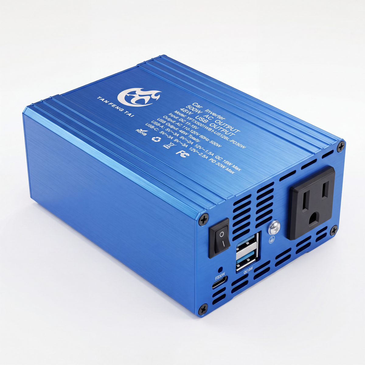 ⚡ 500W Car Power Inverter with Aluminum Housing for Semi-Truck, RV & Camping🚗