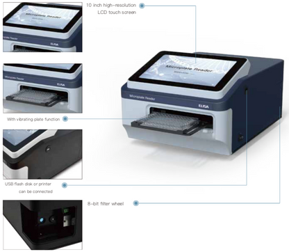 Microplate Reader DEL-100 Desktop EAL Analyzer Wavelength 340-750nm