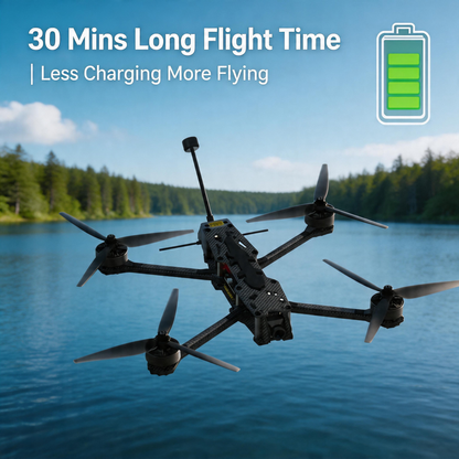 X7 7 Inch FPV Drone with 3KG Payload, Carbon Fiber Frame, 140KM/H High Speed, 30Mins Long Flight, 5.8G Analog Video Transmission, ELRS Receiver, Racing & Aerial Photography Drone for Adults