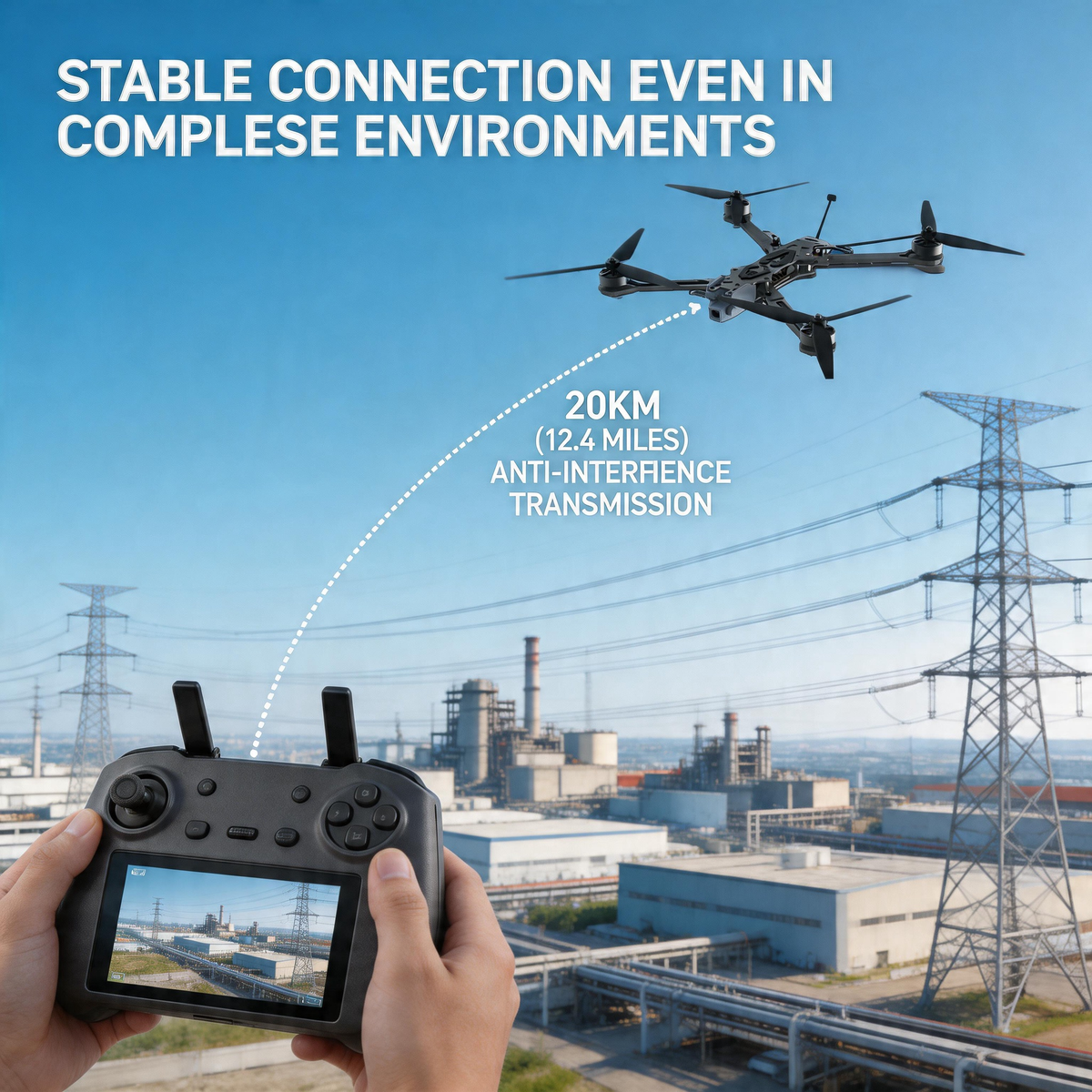Z13D Industrial A-FPV Drone - 13.23lbs Payload, 50 Mins Flight 20KM Transmission, AI Tracking, Thermal Imaging, Foldable for Search & Rescue, Inspection, Agriculture Z13D Drone Basic Kit (S11 4K Gimbal + R12 Remote)