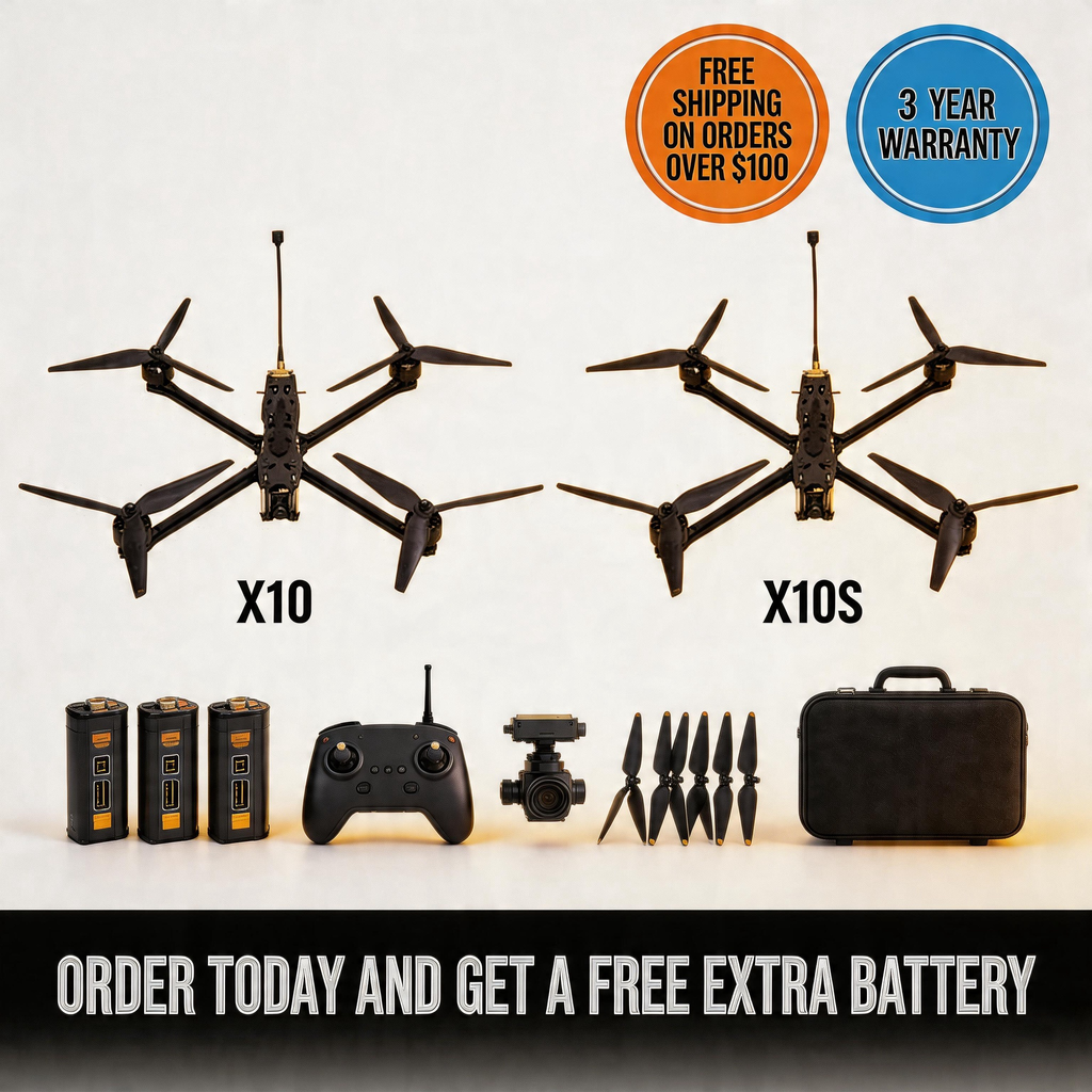 SKYWISE X10 FPV Drone - 6.61lbs Payload, 30 Mins Flight Foldable Carbon Fiber FPV Racing Drone with Analog VTX, GPS, One-Click Return for Hobbyists and Industrial Use