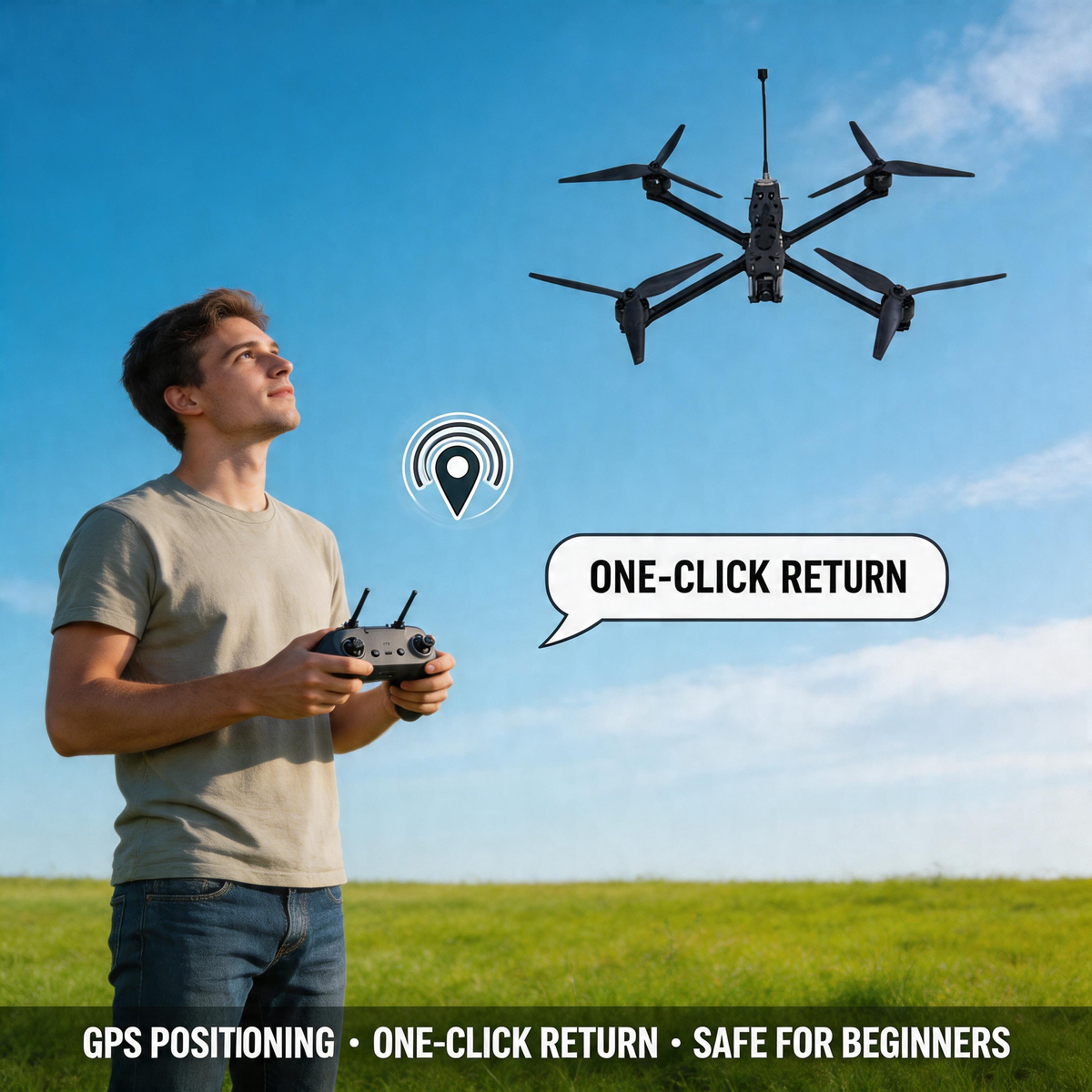 SKYWISE X10 FPV Drone - 6.61lbs Payload, 30 Mins Flight Foldable Carbon Fiber FPV Racing Drone with Analog VTX, GPS, One-Click Return for Hobbyists and Industrial Use