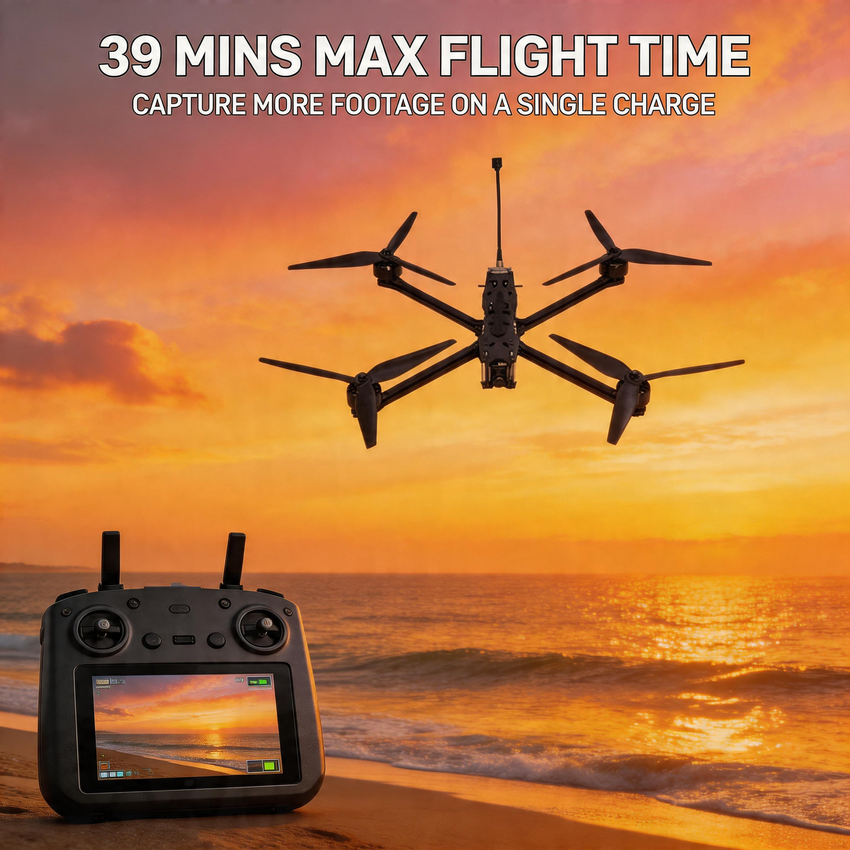 SKYWISE X10 FPV Drone - 6.61lbs Payload, 30 Mins Flight Foldable Carbon Fiber FPV Racing Drone with Analog VTX, GPS, One-Click Return for Hobbyists and Industrial Use