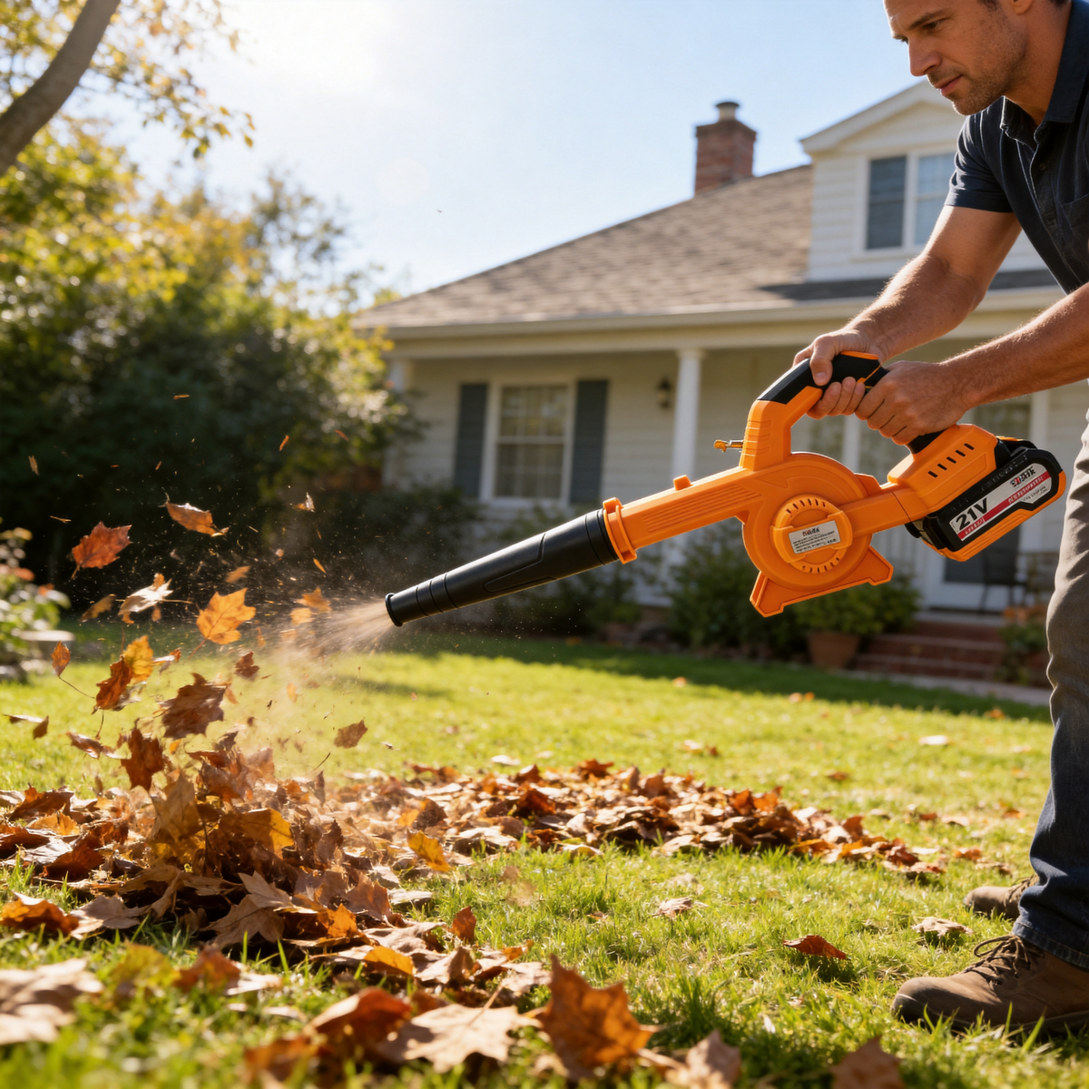 21V Cordless Leaf Blower & Vacuum - 2 in 1 Portable Blower for Patio, Garden, Car Drying & Camping