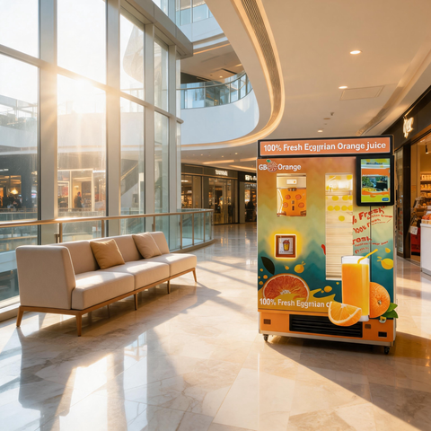 NS‑3000M Fully Automatic Fresh Squeezed Orange Juice Vending Machine, 21.5" Touch Screen, Ozone Sterilization, Multi‑Payment Support, Commercial Self‑Service Juice Dispenser for Mall Airport Business Place
