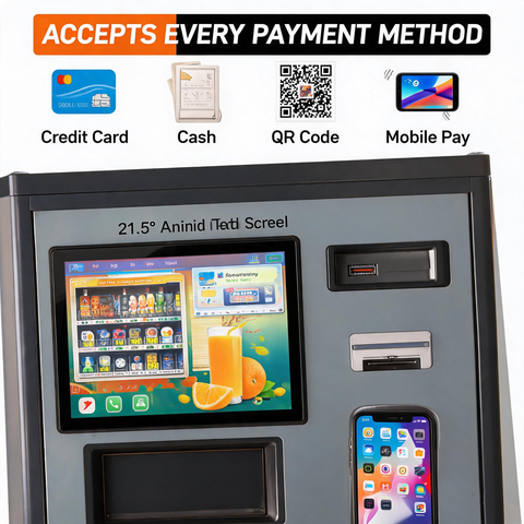 NS‑3000M Fully Automatic Fresh Squeezed Orange Juice Vending Machine, 21.5" Touch Screen, Ozone Sterilization, Multi‑Payment Support, Commercial Self‑Service Juice Dispenser for Mall Airport Business Place