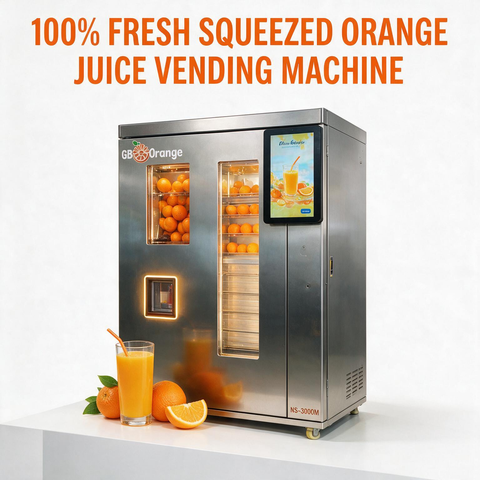 NS‑3000M Fully Automatic Fresh Squeezed Orange Juice Vending Machine, 21.5" Touch Screen, Ozone Sterilization, Multi‑Payment Support, Commercial Self‑Service Juice Dispenser for Mall Airport Business Place