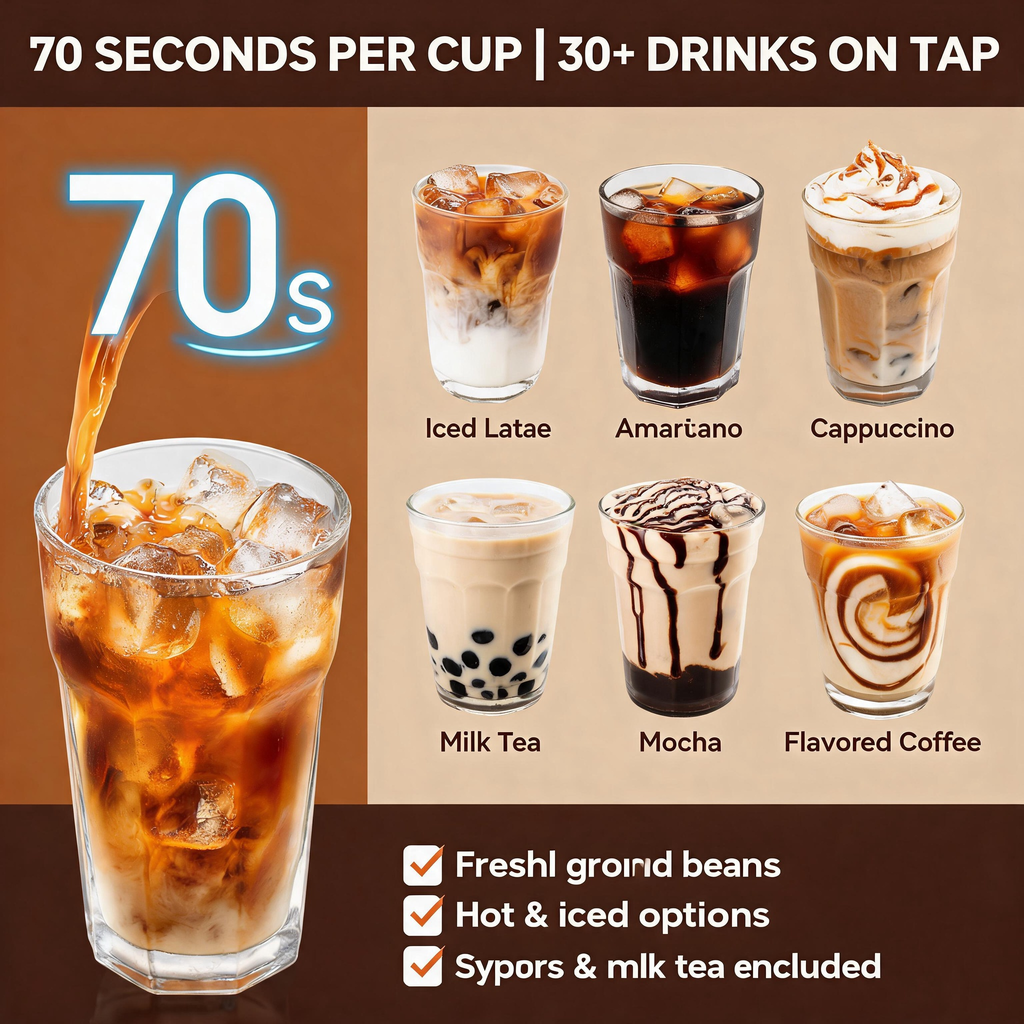 PLE-E6i Coffee Vending Machine — 70-Second Fresh Coffee with Ice, Anytime