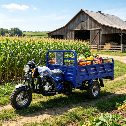 200cc Heavy-Duty Hydraulic Dump Three Wheeler Motorcycle | Farm & Construction Dual-Purpose Cargo Trike