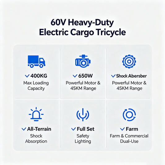 60V Heavy-Duty Electric Cargo Tricycle | 400KG Load Farm & Home Hauling Three Wheeler Trike