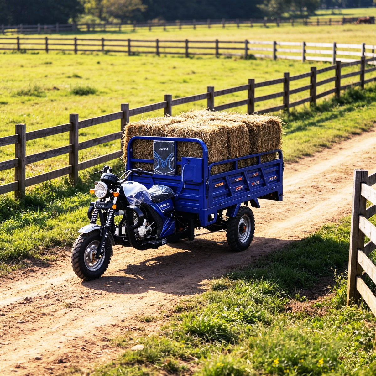 200cc Heavy-Duty Hydraulic Dump Three Wheeler Motorcycle | Farm & Construction Dual-Purpose Cargo Trike