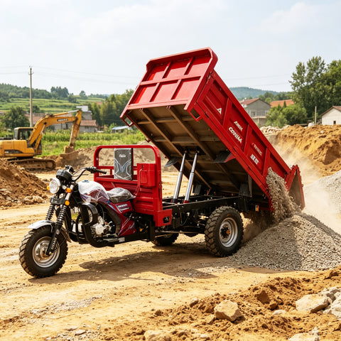 200cc Heavy-Duty Hydraulic Dump Three Wheeler Motorcycle | Farm & Construction Dual-Purpose Cargo Trike