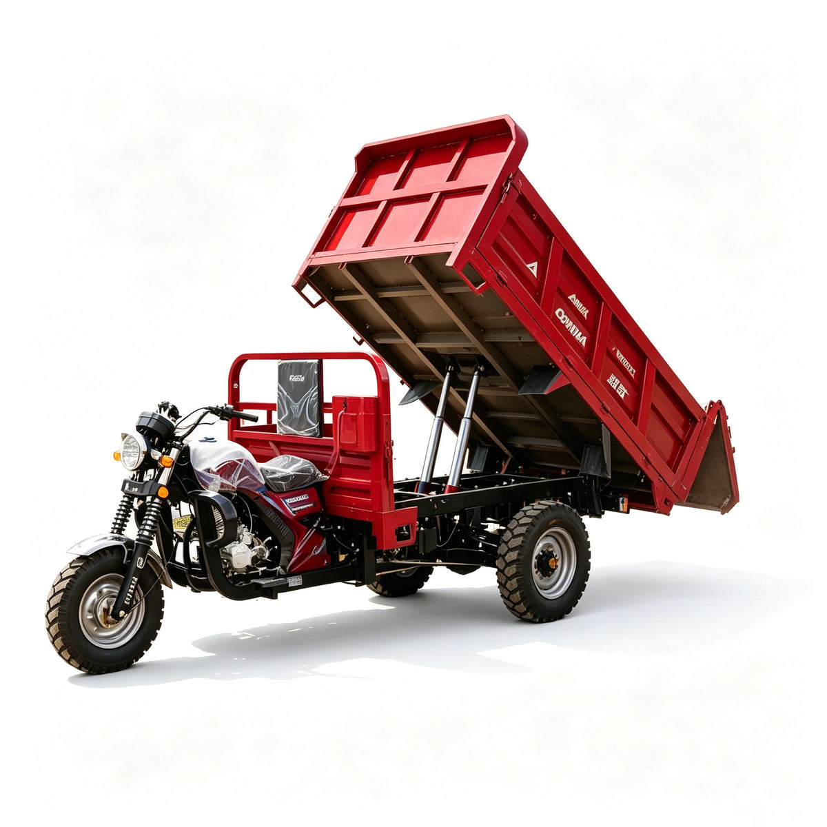 200cc Heavy-Duty Hydraulic Dump Three Wheeler Motorcycle | Farm & Construction Dual-Purpose Cargo Trike