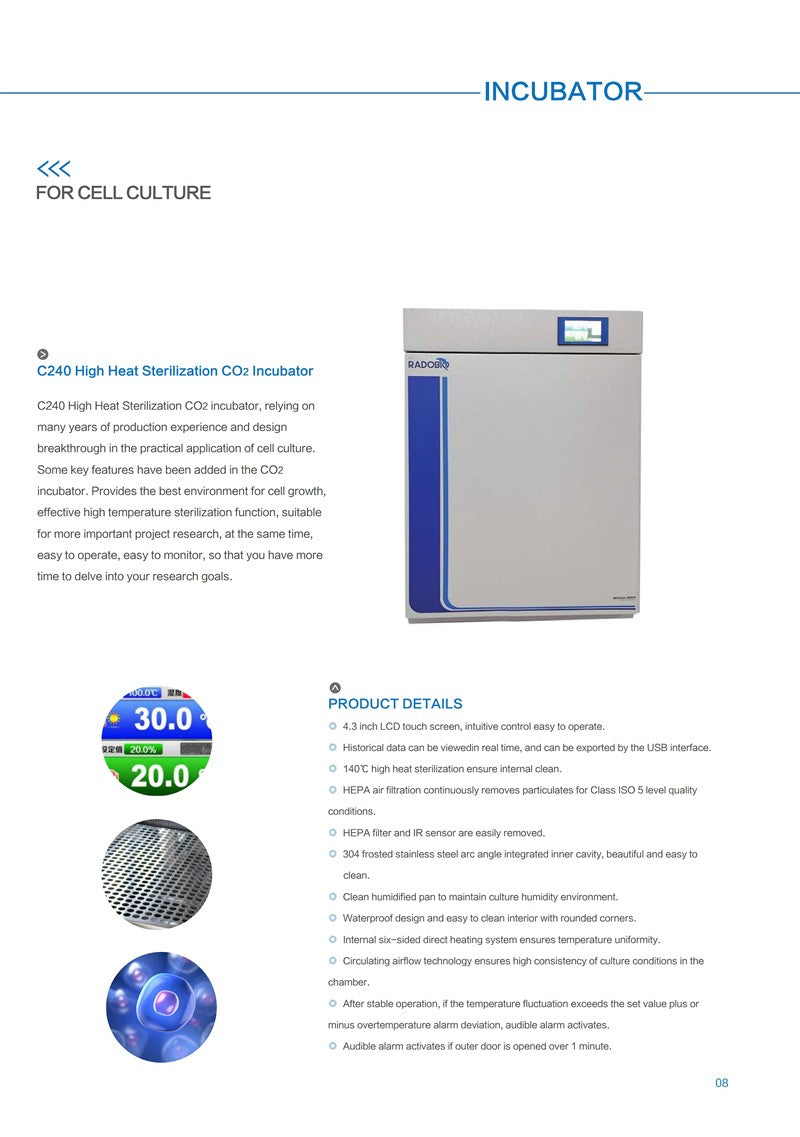 RADBIO Cell Culture CO2 Incubator Series C240/C180/C80 Lot Sale freeshipping - NodesSmartTools