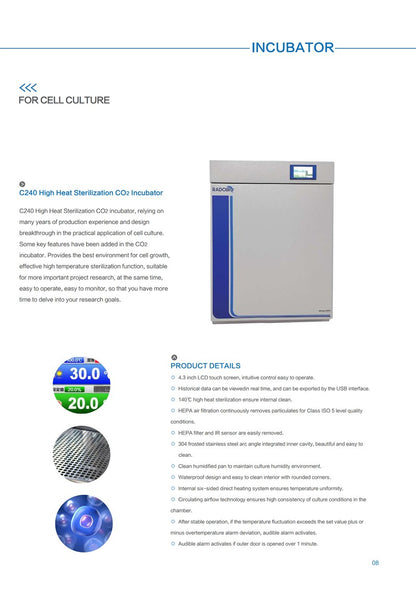 RADBIO Cell Culture CO2 Incubator Series C240/C180/C80 Lot Sale freeshipping - NodesSmartTools