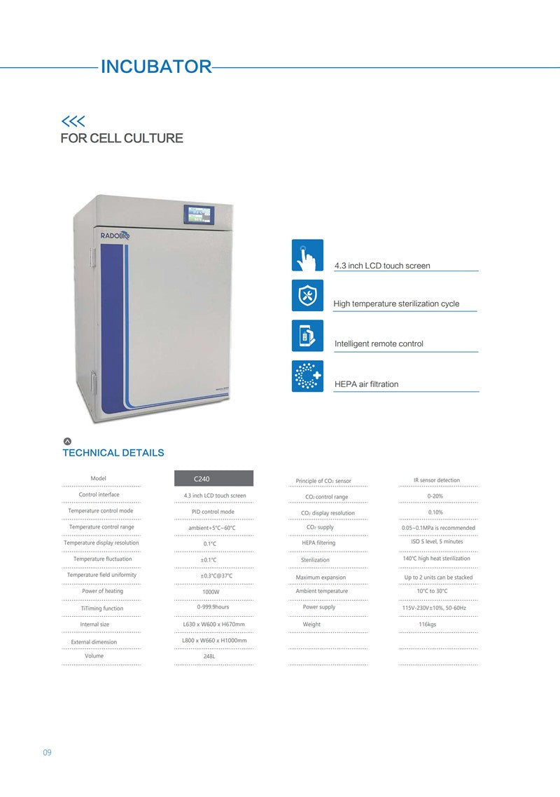RADBIO Cell Culture CO2 Incubator Series C240/C180/C80 Lot Sale freeshipping - NodesSmartTools