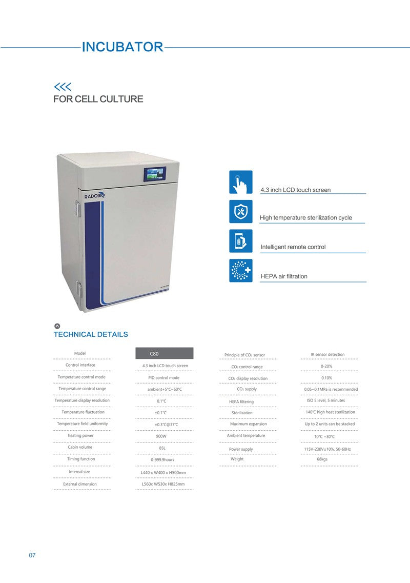 RADBIO Cell Culture CO2 Incubator Series C240/C180/C80 Lot Sale freeshipping - NodesSmartTools